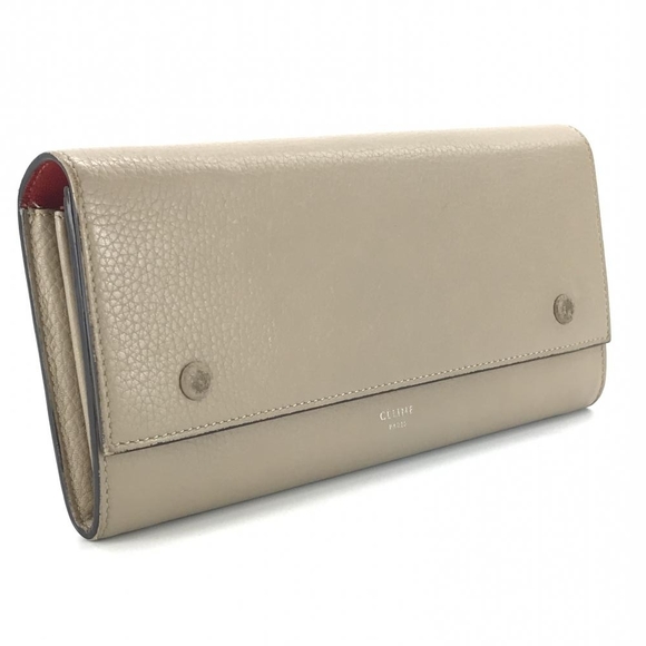 Celine Large Flap Multi-Function Long Wallet Leather Brown Beige - Picture 2 of 10